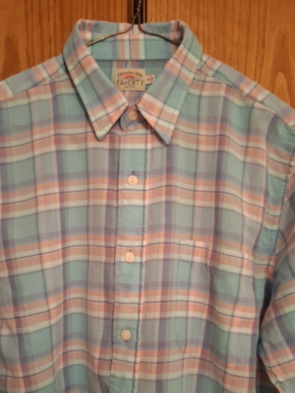 Faherty Blue and White Plaid Button-Down Shirt